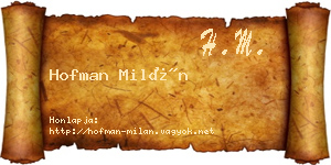 Hofman Milán névjegykártya